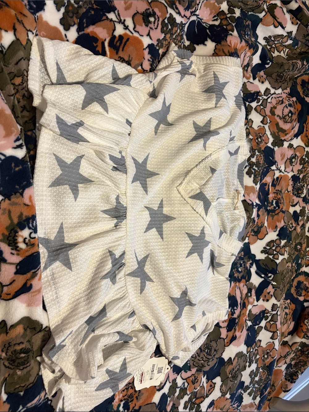 Altar'd State White Knit Top with Gray Star Accents